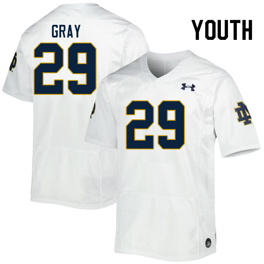 Youth #29 Christian Gray Notre Dame Fighting Irish College Football Jerseys Stitched-White
